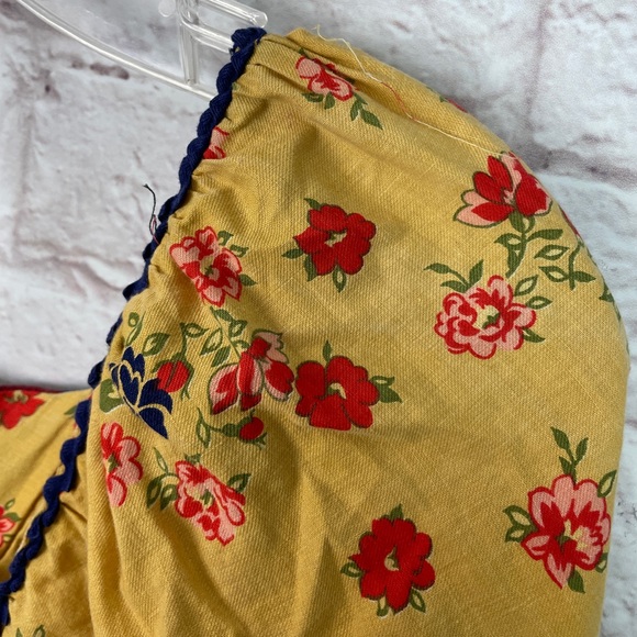 Gunne Sax Rare Black Label Medieval Style Floral Yellow Maxi Dress Size 5 - Picture 4 of 16